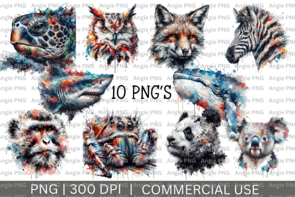 Abstract Watercolor Animal PNG Bundle: Creative Uses