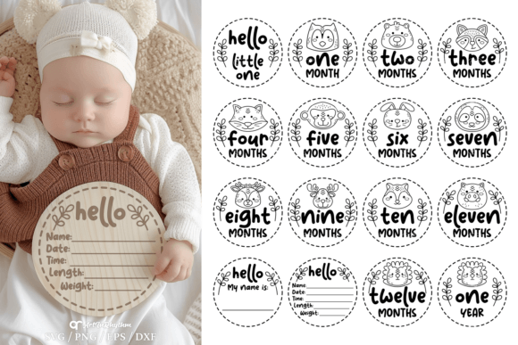 Capture Tiny Moments: Woodland Animal Baby Milestones Svg