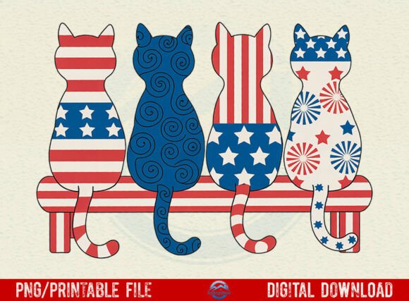 Celebrate in Style with Cat Lover PNG 4th of July Animal PNG