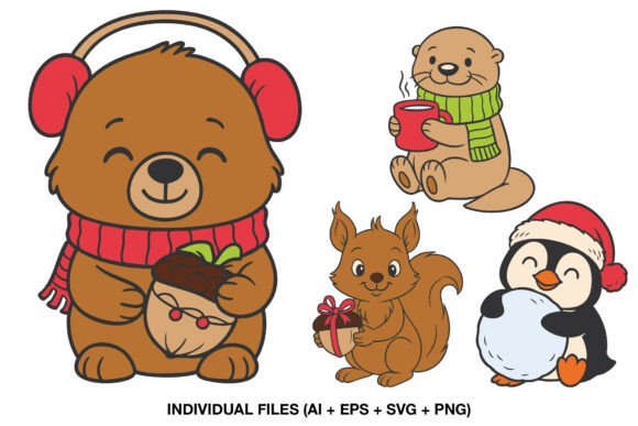 Christmas Woodland Animal Clipart: Festive Design Assets