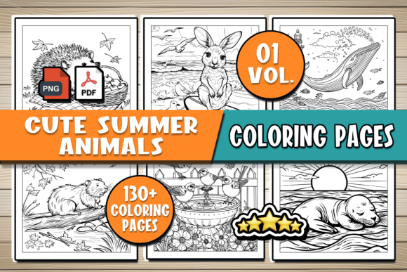 Cute Summer Animal Coloring Pages Bundle for Creative Projects