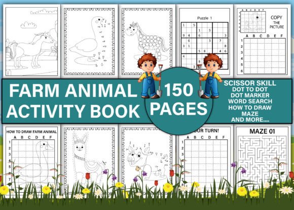 Farm Animal Activity Book Vol-2: 150 Pages of Creative Fun