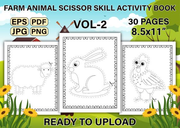 Farm Animal Scissor Skill Activity Pages: A Design Asset for Modern Publishing