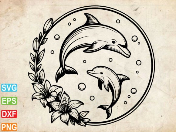 Floral Dolphin SVG for Cricut: Sea Animal Art