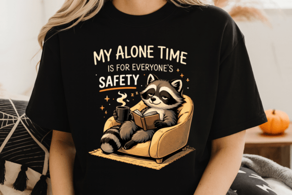 Funny Introvert Raccoon Cozy Animal PNG: A Design for the Homebody Soul