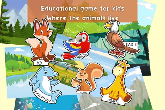 Learning Game Flashcards: Bilingual Animal Habitats for Kids