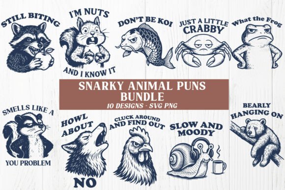 Snarky Animal Puns: Hilarious SVG & PNG Designs for Crafts