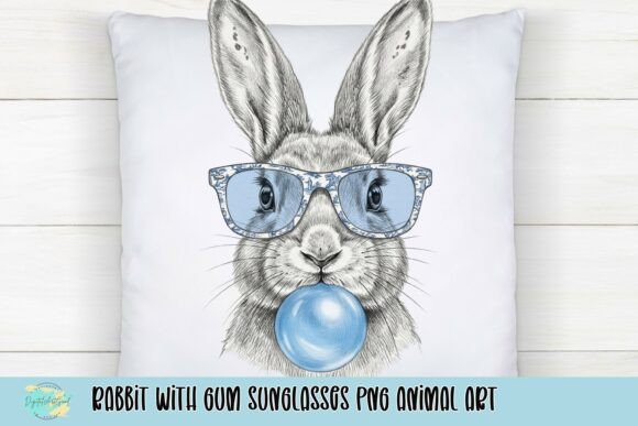 Stylish Rabbit with Gum Sunglasses PNG: A Creative Asset