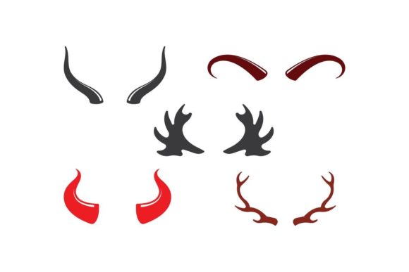 Unleash Bold Branding with Devil and Animal Horns Logo Icon Vector Set