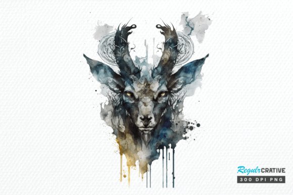 Unleash Edgy Elegance with Watercolor Gothic Animal Clipart Png