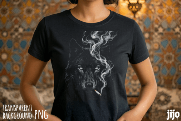 Wolf Smoking Wolfpack Animal PNG: A Bold Design Asset